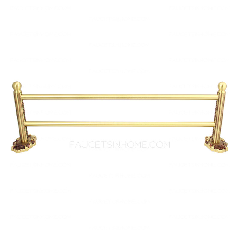 Wall Mounted Vintage Double-Pole Polished Brass Towel Bar