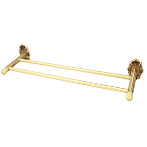 Wall Mounted Vintage Double-Pole Polished Brass Towel Bar