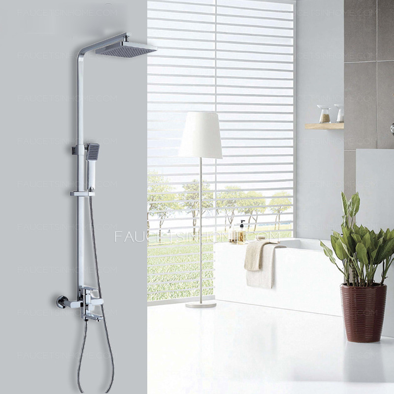 Modern Square Brass Electroplated Wall Mounted Shower Faucets