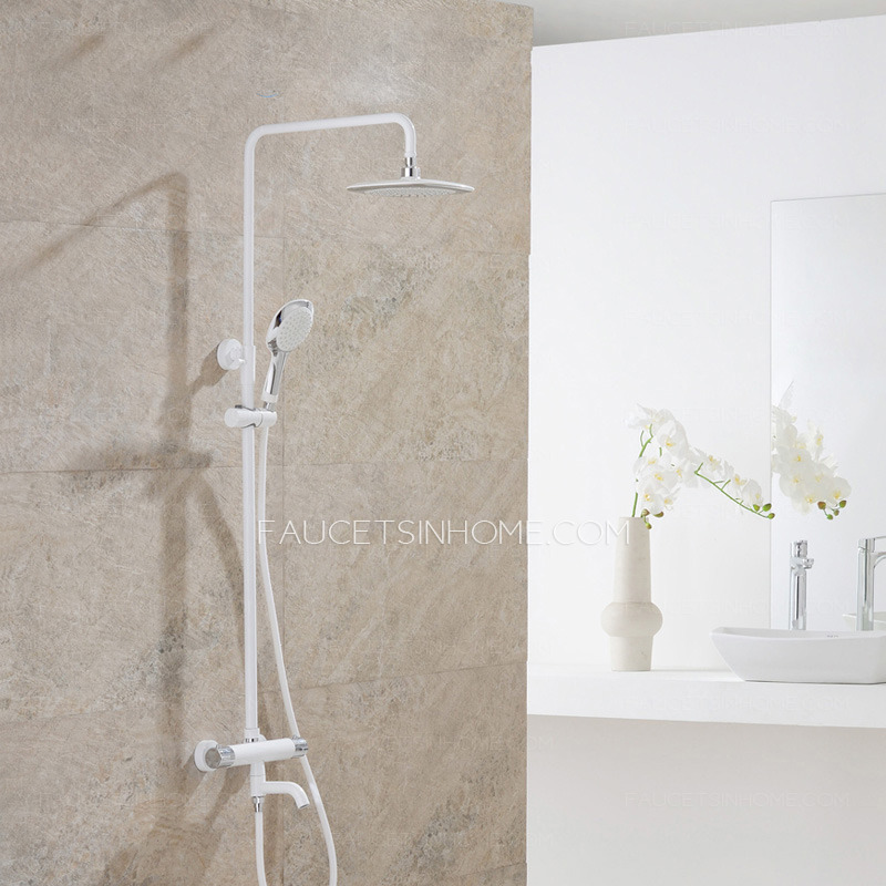 Modern White Brass Wall Mounted Bathroom Shower Faucets