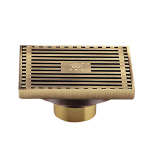 Antique Brass T-Shaped Bathroom Shower Drains 