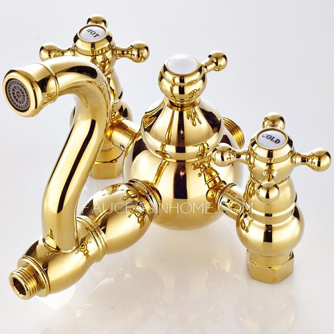 Vintage 2 Handle Ceramic Polished Brass Shower Faucets