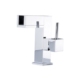 Modern LED Single Handle Chrome Square Waterfall Bathroom Sink Faucet