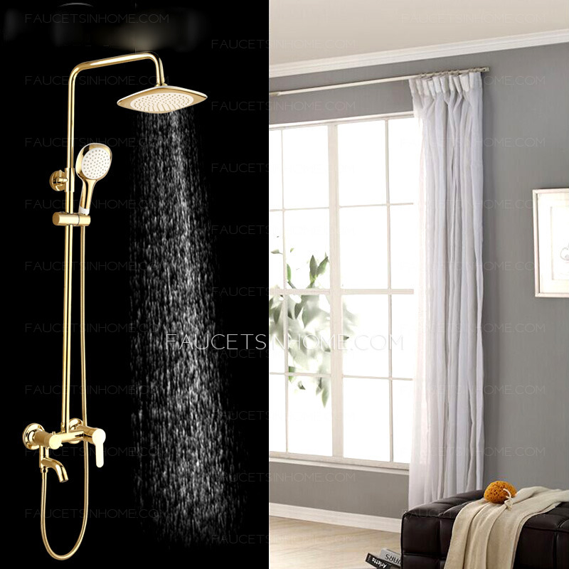 Modern Wall Mount Single Handle Gold Bathroom Shower System