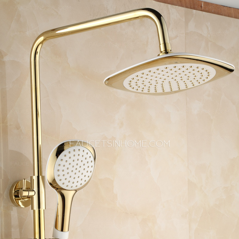 Modern Wall Mount Single Handle Gold Bathroom Shower System