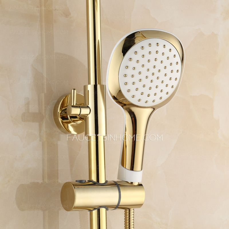 Modern Wall Mount Single Handle Gold Bathroom Shower System