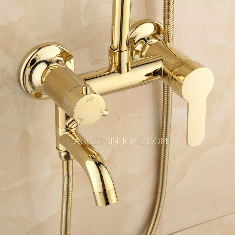 Modern Wall Mount Single Handle Gold Bathroom Shower System