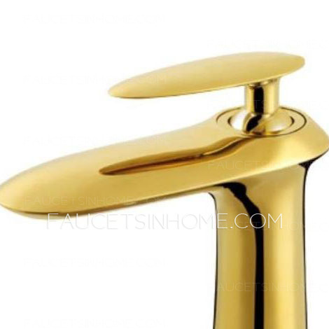 High End Gold FLat Single Handle Sink Faucet Bathroom