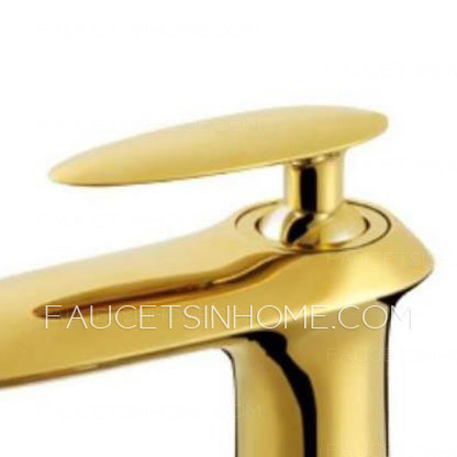 High End Gold FLat Single Handle Sink Faucet Bathroom