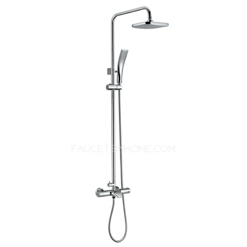 Modern Electroplated Brass Exposed Shower Fixture With Square Shower Head