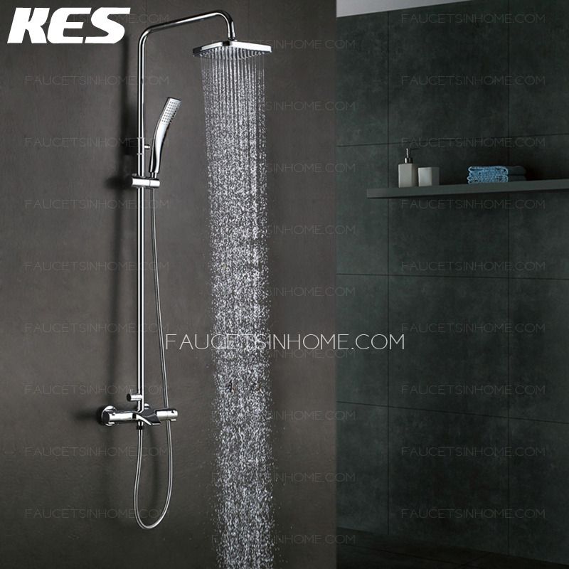 Modern Electroplated Brass Exposed Shower Fixture With Square Shower Head