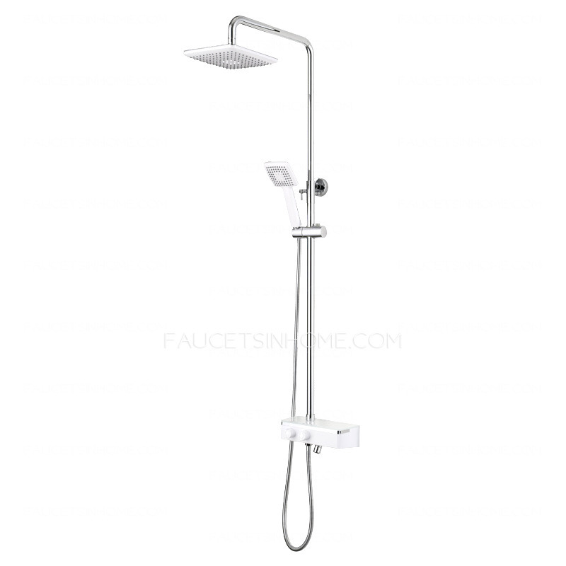 Modern Chrome Stainless Steel Rain Shower System With Handheld Shower