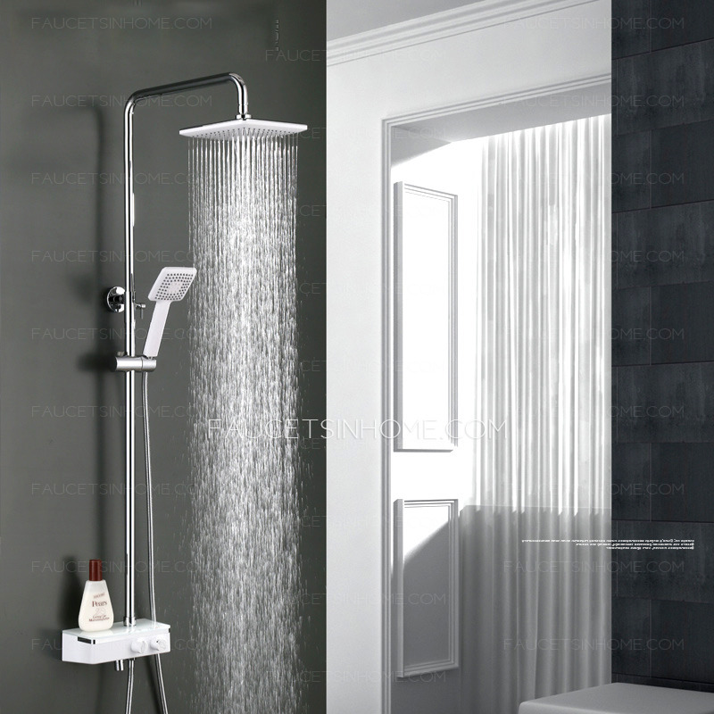 Modern Chrome Stainless Steel Rain Shower System With Handheld Shower