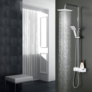 Modern Chrome Stainless Steel Rain Shower System With Handheld Shower