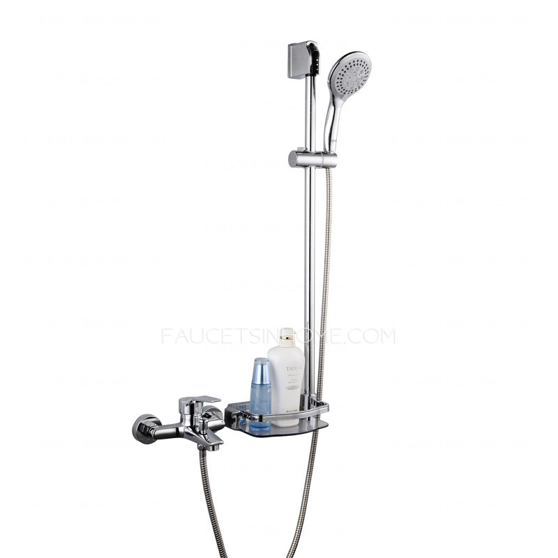 Simple Electroplated Wall Mount Shower System With Shelf