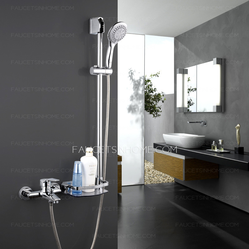 Simple Electroplated Wall Mount Shower System With Shelf