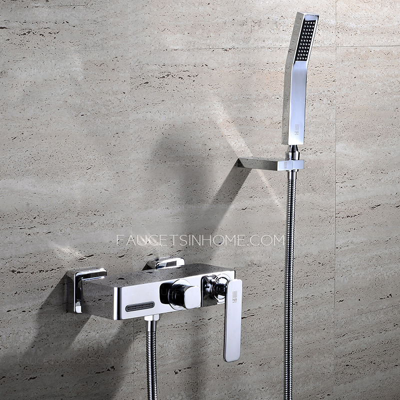 Modern Brass Chrome Bathtub Faucet With Handheld Shower