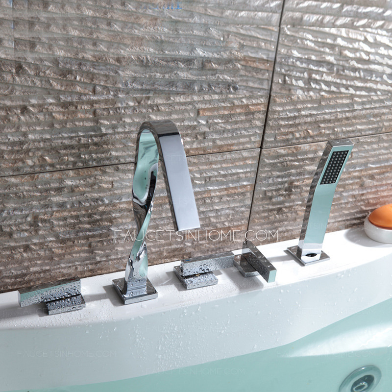Modern Chic Chrome Brass Bathtub Faucet With Handheld Shower