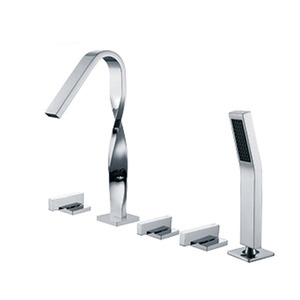 Modern Chic Chrome Brass Bathtub Faucet With Handheld Shower