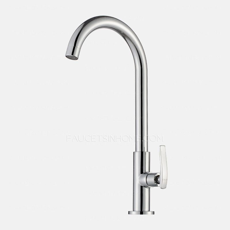 Modern Chrome Single Handle Gooseneck Kitchen Sink Faucet