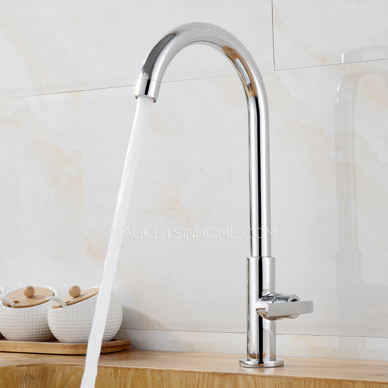 Modern Chrome Single Handle Gooseneck Kitchen Sink Faucet