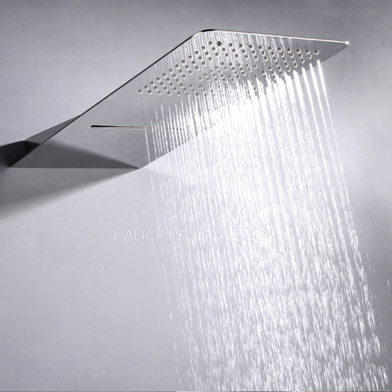 Modern Brass Wall Mount Thermostatic Waterfall Shower System