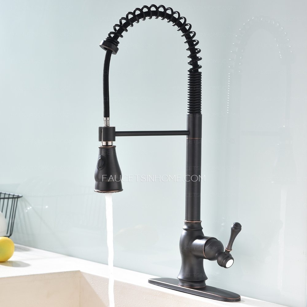 Oil Rubbed Bronze Spring Pull Out Kitchen Faucet With Sprayer