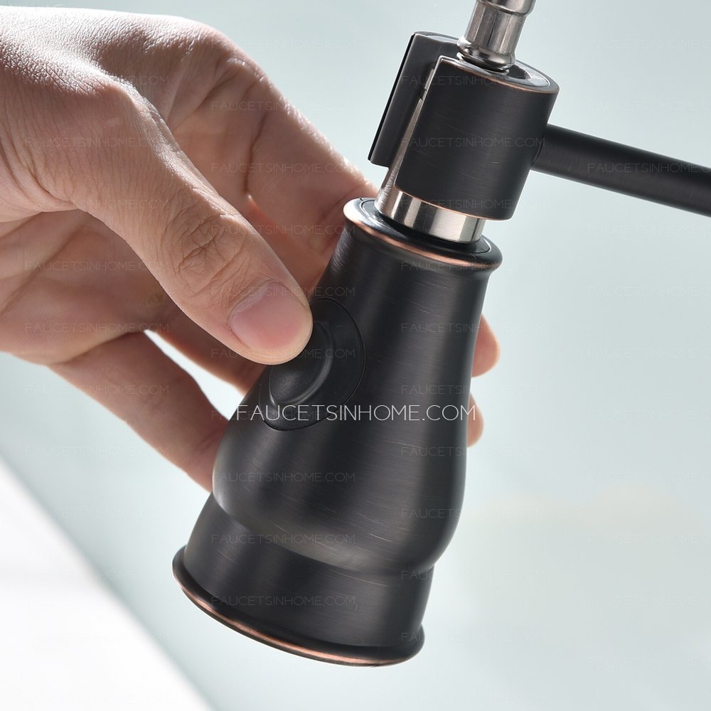 Oil Rubbed Bronze Spring Pull Out Kitchen Faucet With Sprayer