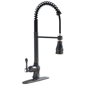 Oil Rubbed Bronze Spring Pull Out Kitchen Faucet With Sprayer