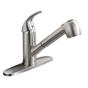 Brushed Nickel Commercial Kitchen Faucet With Pull Out Sprayer