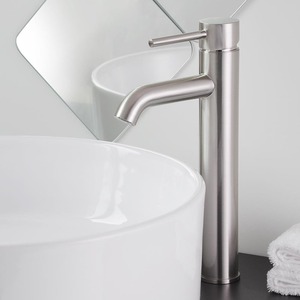 Silver Brushed Nickel Single Lever Bathroom Sink Faucet Mixer Tap