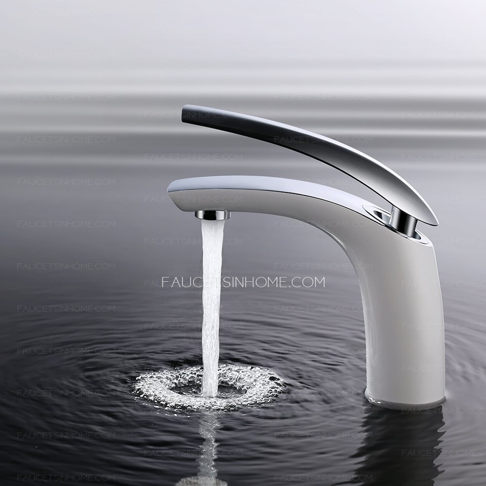 White Chrome Single Lever Vessel Sink Faucet For Bathroom Lavatory