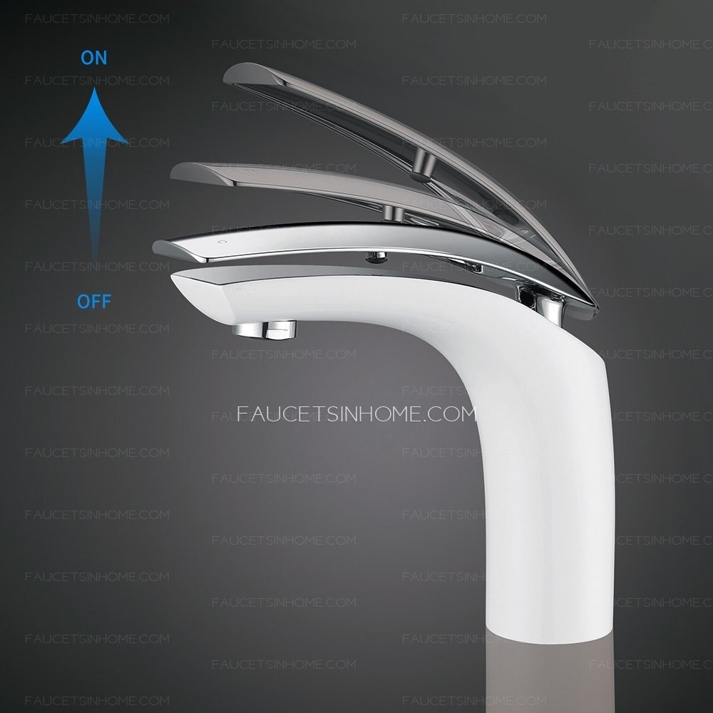 White Chrome Single Lever Vessel Sink Faucet For Bathroom Lavatory