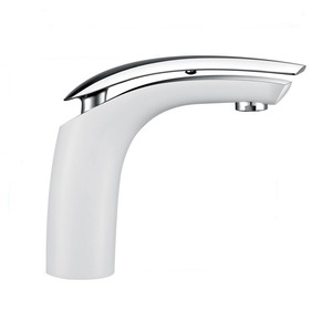 White Chrome Single Lever Vessel Sink Faucet For Bathroom Lavatory