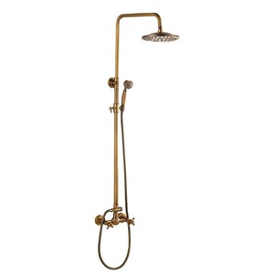 Antique Brass Rainfall Shower Faucet Brushed Gold Shower Head