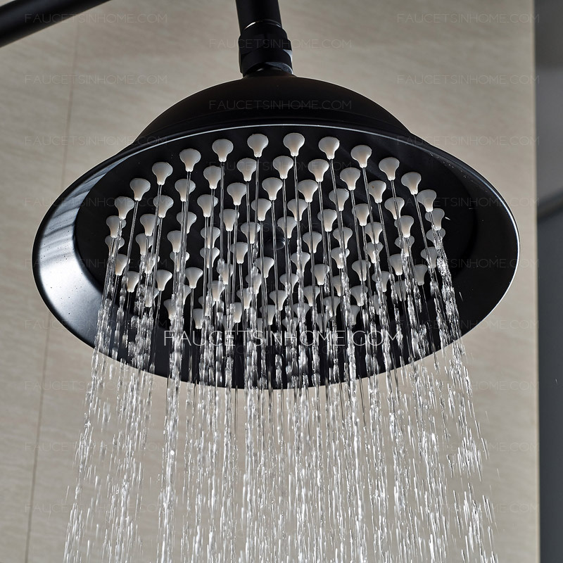 Matte Black Exposed Shower Faucet Oil Rubbed Bronze Finish Double Cross Handle