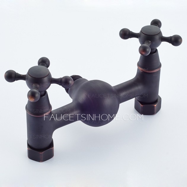 Matte Black Exposed Shower Faucet Oil Rubbed Bronze Finish Double Cross Handle