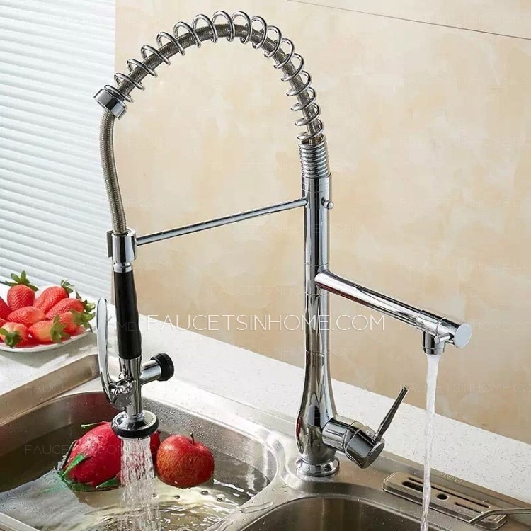 Chrome Commercial Pull Out Single Handle Kitchen Sink Faucet Pre Rinse