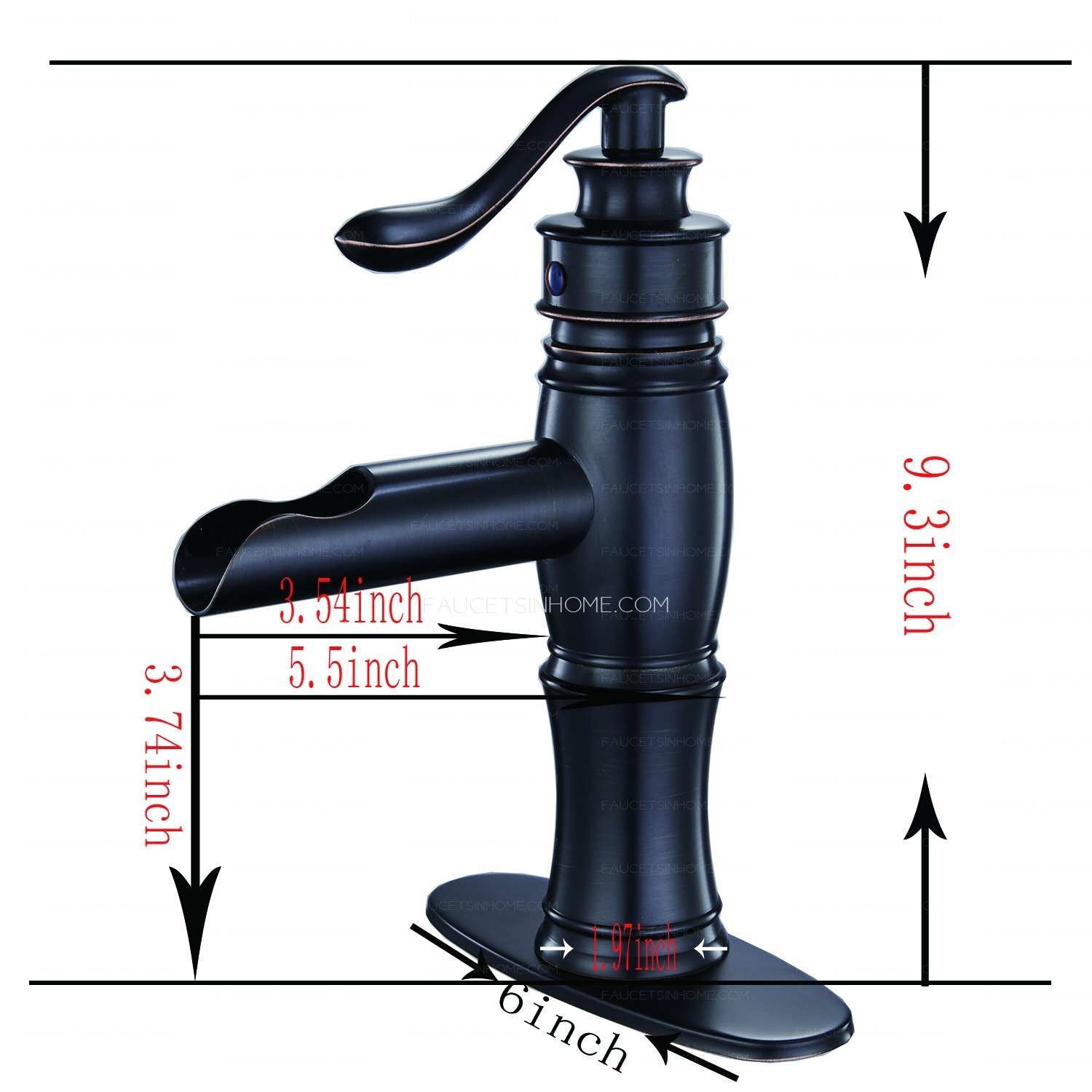 Oil Rubbed Bronze Single Lever Waterfall Bathroom Faucet Mixer Tap