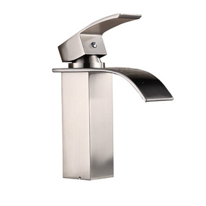 Chrome Brass Waterfall Bathroom Bar Sink Faucet Single Lever Square Shape