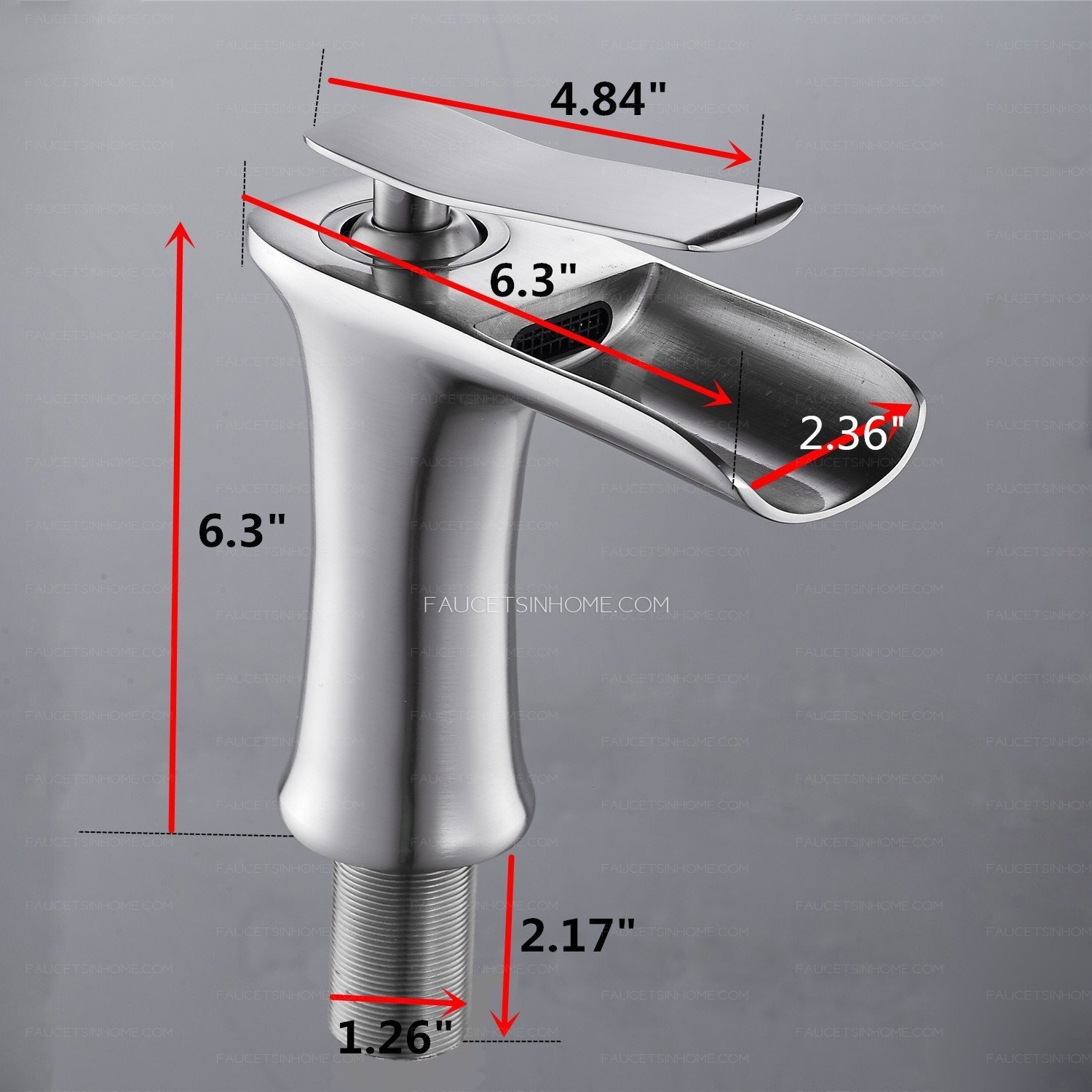 Silver Chrome Waterfall Bathroom Sink Faucet Single Handle Square Shape