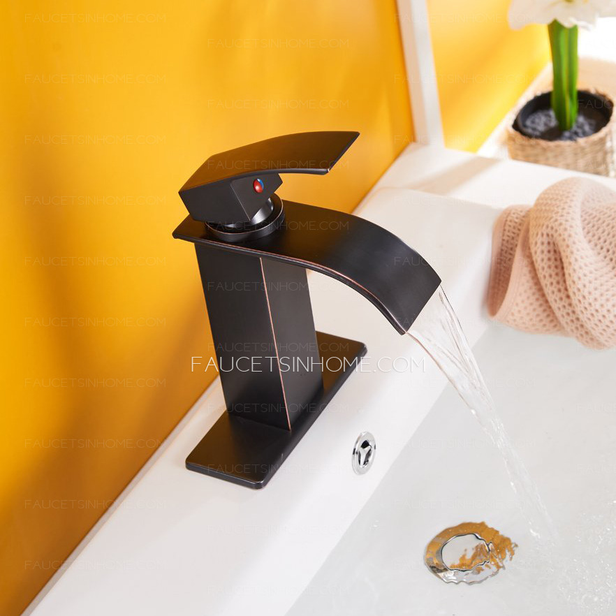 Single Lever Waterfall Matte Black Bathroom Sink Faucet Mixer Tap