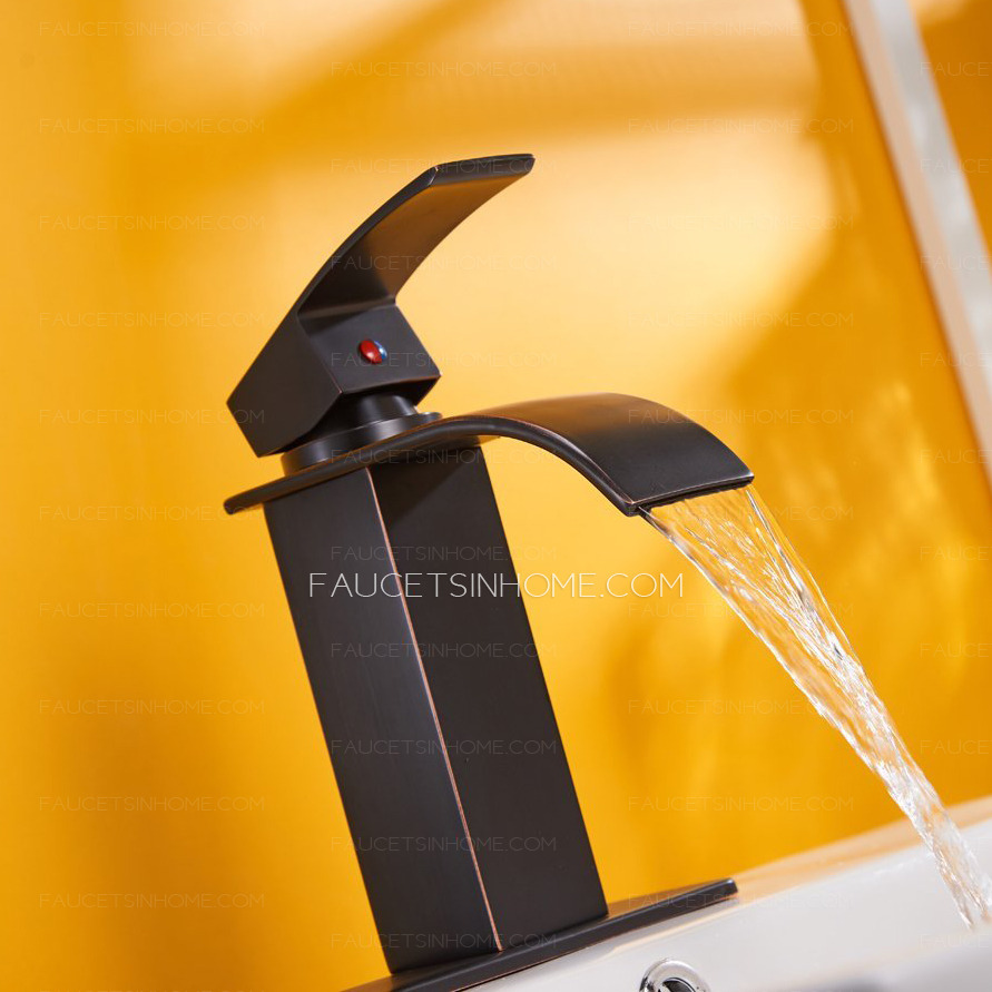 Single Lever Waterfall Matte Black Bathroom Sink Faucet Mixer Tap