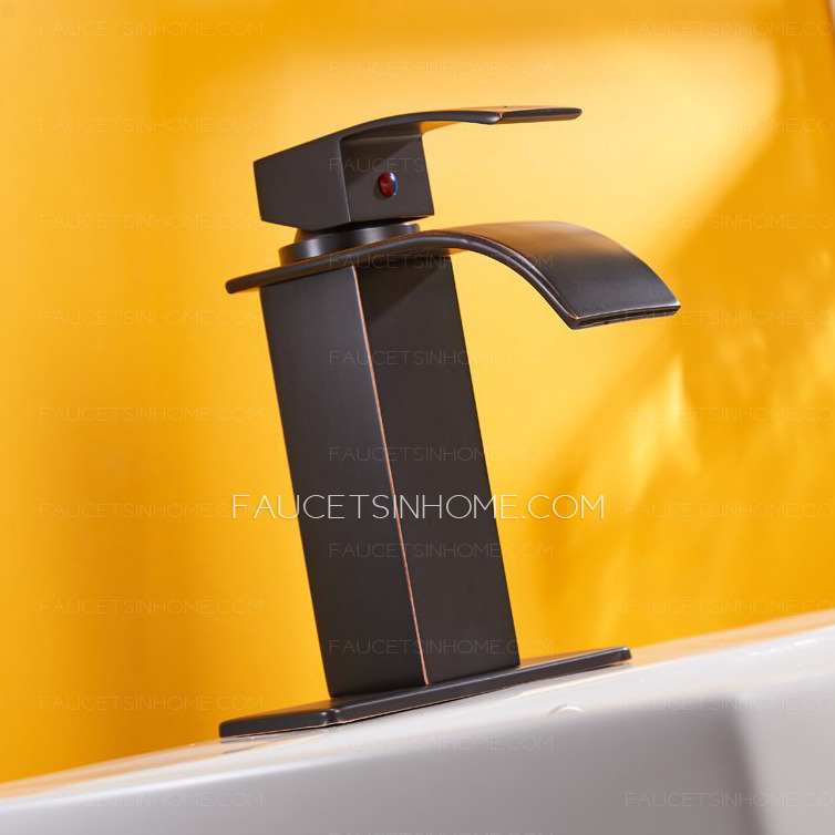 Single Lever Waterfall Matte Black Bathroom Sink Faucet Mixer Tap