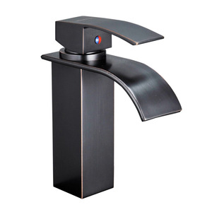 Single Lever Waterfall Matte Black Bathroom Sink Faucet Mixer Tap