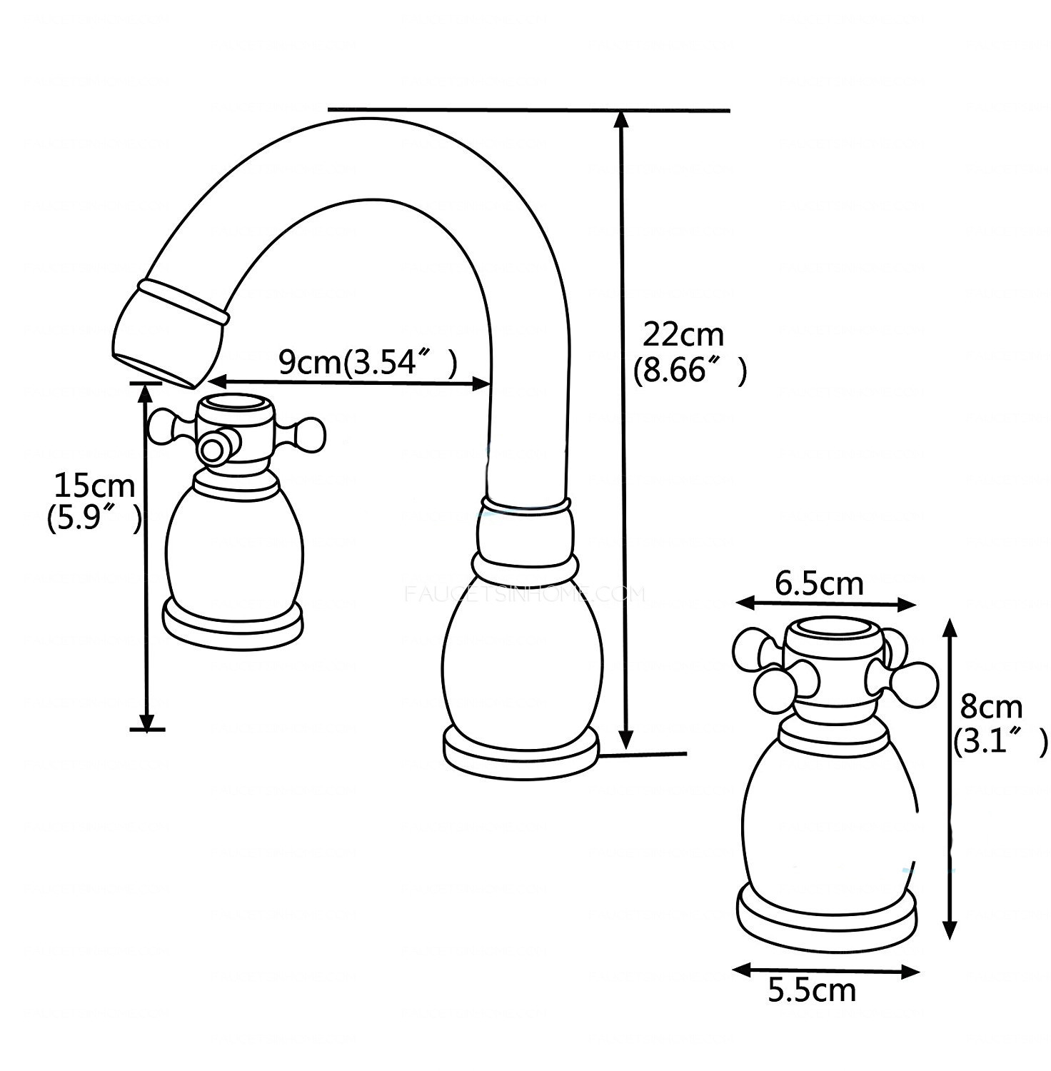 Widespread Double Cross Handle Chrome Bathroom Faucet Mixer Tap