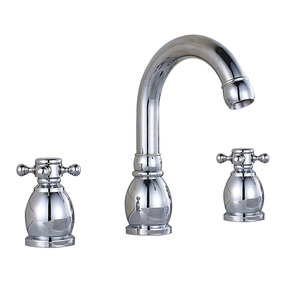 Widespread Double Cross Handle Chrome Bathroom Faucet Mixer Tap