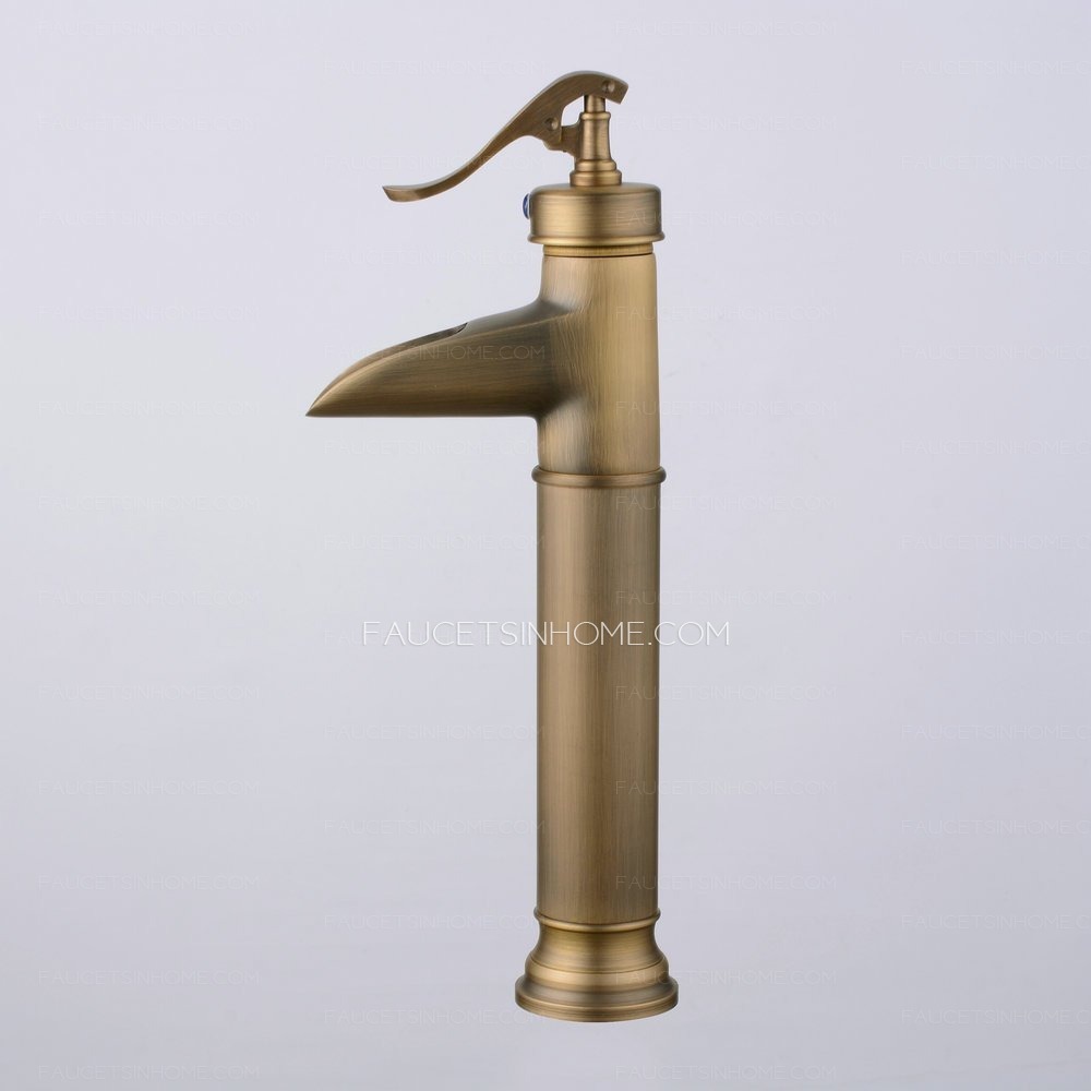 Antique Brass Brushed Gold Waterfall Single Lever Bathroom Faucet