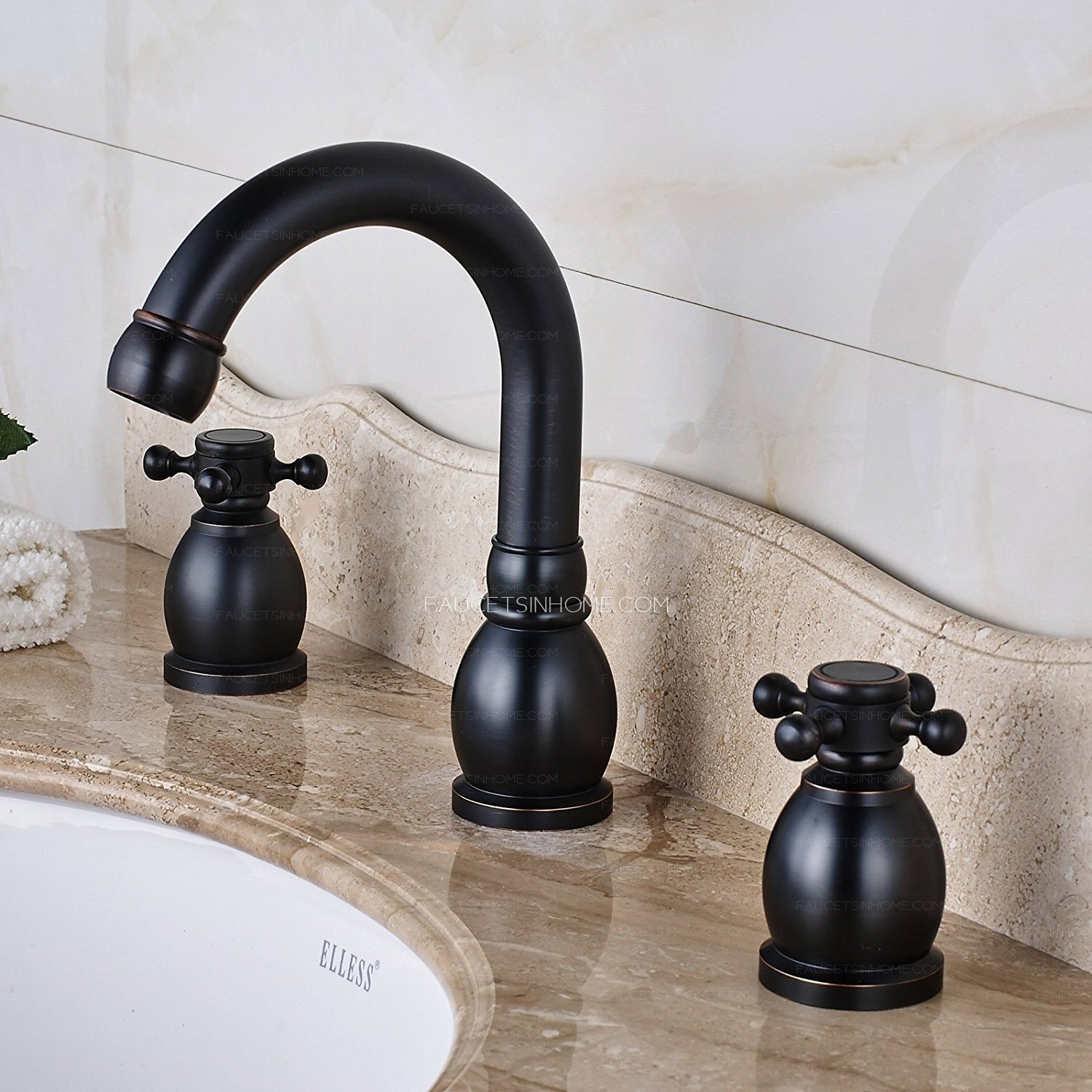Matte Black Oil Rubbed Bronze Bathroom Faucet Double Cross Handle