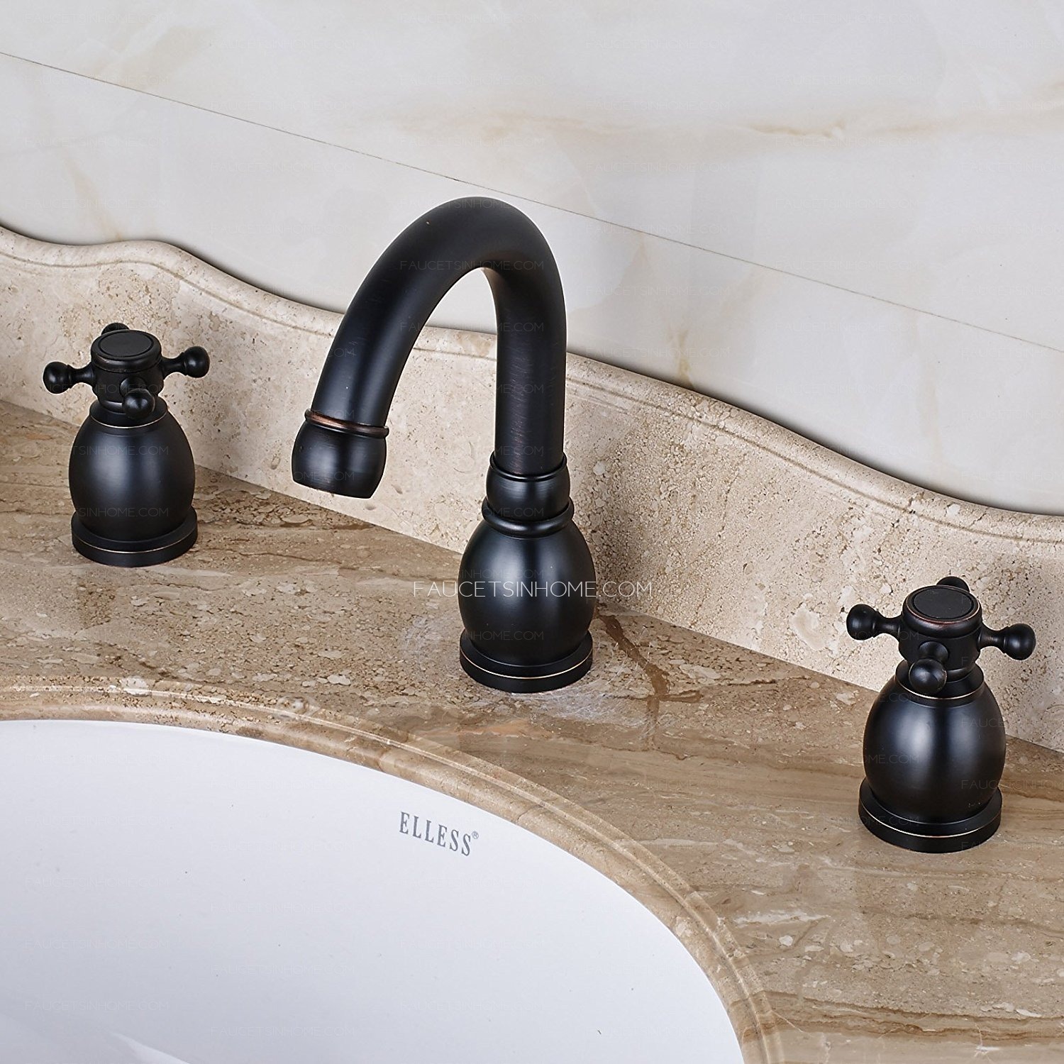Matte Black Oil Rubbed Bronze Bathroom Faucet Double Cross Handle